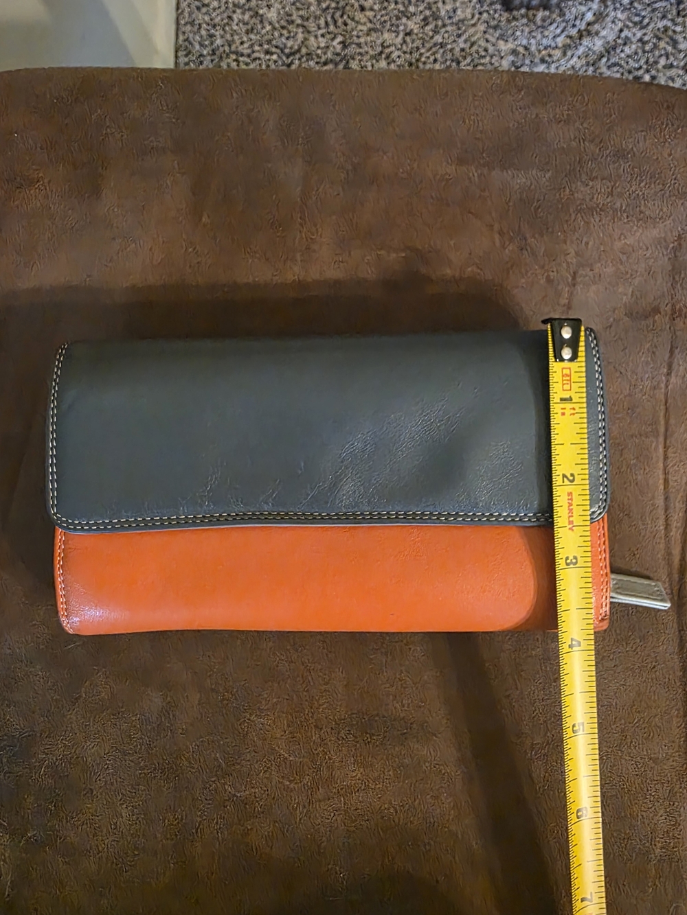 Mywalit | Large Leather Trifold Wallet | Gray Orange Red | 12 Card Slots 👛 - Picture 12 of 15